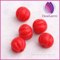 Frosted Red 8mm pumpkin lampwork glass beads